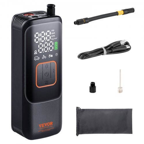 Bostome Portable Tire Inflator with compact design, rechargeable battery, and auto-off feature.