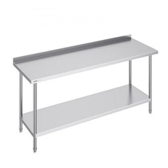 Stainless steel commercial work table, 24x72x36 inches, with adjustable height and undershelf.