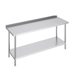 Stainless steel commercial work table, 24x72x36 inches, with adjustable height and undershelf.