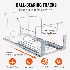 Pull-out trash can with double 35L bins on ball-bearing tracks and soft-close design.