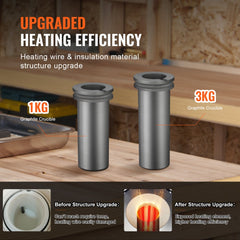 Electric gold melting furnace with digital control and included crucibles for safe metal melting.