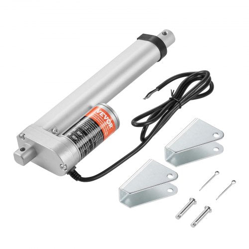 A 12V linear actuator with 6-inch stroke, 220lbs force, and 0.55-inch per second speed.