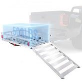 50-inch aluminum hitch cargo carrier with a folding ramp and 500lbs weight capacity.