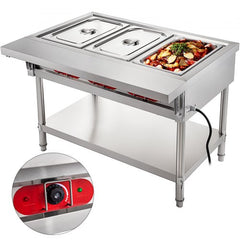 Bostome Commercial 3-pot electric food warmer with stainless steel construction and individual controls.
