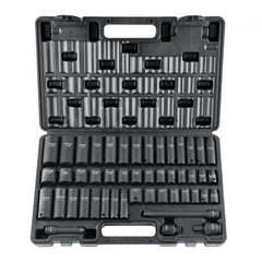 48-piece impact socket set with SAE and metric sizes in a sturdy metal case.