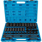 43-piece Bostome impact socket set with heavy-duty CR-V construction and 6-point hex design.