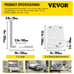 Bostome Murphy wall bed mechanism kit with stainless steel construction and 9-spring design.