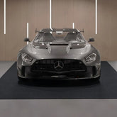 Heavy-duty gray-black garage floor mat, 7.5'x20', waterproof with non-slip surface.