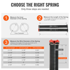 Bostome garage door torsion springs in 0.25x2x30 inch size, marked for left and right installation.