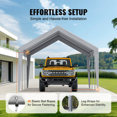 Grey waterproof canopy cover for 12x20 ft carports with durable fabric and grommets.