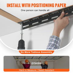 Black adjustable steel overhead garage storage rack with hooks and a 550 lbs load capacity.