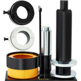Bostome carrier and pinion bearing puller kit with black, white, and orange puller rings and steel components.