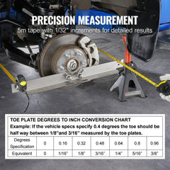 Stainless steel wheel alignment toe plates kit with tape measures for accurate toe measurements.
