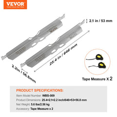 Stainless steel wheel alignment toe plates kit with tape measures for precise measurements.