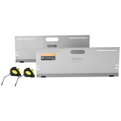 Stainless steel wheel alignment toe plates tool kit with adjustable rods and magnetic tape measure.