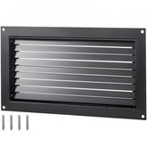 Black flood vent measuring 16"x32" with a detachable louvered plate for airflow.