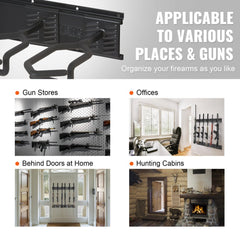 Bostome 6-slot vertical gun rack wall mount with rubber-coated hooks for secure firearm storage.