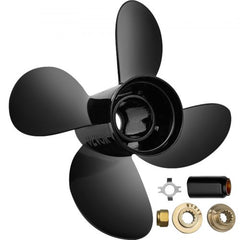4-blade aluminum outboard propeller, 10.3x13 RH, with hub kit for Mercury 25-60HP.