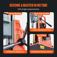 Bostome 1550W Magnetic Drill Press with variable speed and ergonomic handle for precise boring.