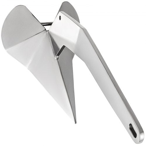 Polished 316 stainless steel 14lb Delta boat anchor with plow shape and shank.