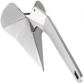 Polished 316 stainless steel 14lb Delta boat anchor with plow shape and shank.