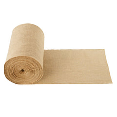 Rolled natural burlap fabric, 14 inches wide by 150 feet long, for tree wrapping.