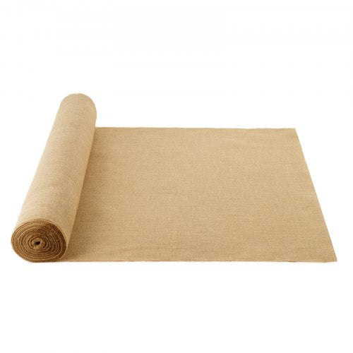 Natural burlap fabric roll, 40 inches wide by 150 feet long, ideal for crafts and gardening.