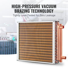 16x16 water-to-air heat exchanger with 3-row copper tubes and 193 fins.