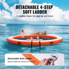 Bostome Inflatable Floating Dock with 10ft diameter and 8ft mesh pool for water activities.