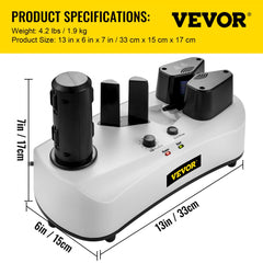 White Bostome YE330 air cushion machine with black film rolls, control buttons, and dimensions labeled.