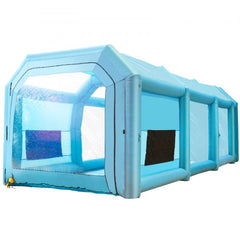 Bostome 39.4ft inflatable paint booth with spacious interior and detachable filtration windows.