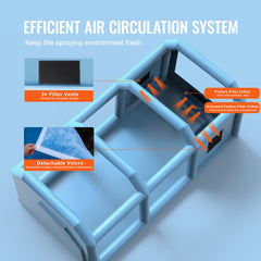 Bostome Inflatable Paint Booth with transparent windows, measuring 26.2x14.8x9.8ft.