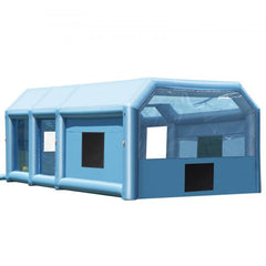 Bostome Inflatable Paint Booth with dual blowers, air filter system, and transparent windows.