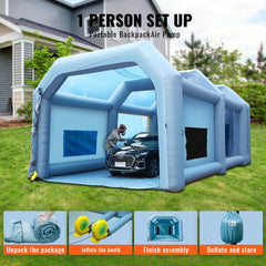 Bostome inflatable paint spray booth tent with dual blowers and durable 210D Oxford fabric.