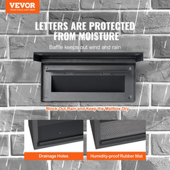Black heavy-duty steel through wall drop box with combination lock and delivery slot.