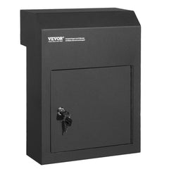 Bostome heavy duty steel drop box in black, 12x6x16 inches with rainproof design and key lock.