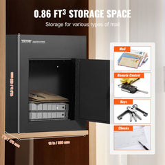 Bostome heavy-duty steel drop box with combination lock and rainproof design in black.