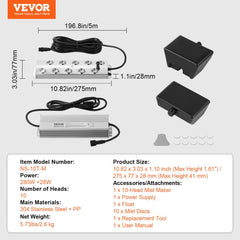 Bostome 10 Head Ultrasonic Mist Maker with stainless steel body and 10 adjustable mist heads.
