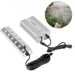 Stainless steel ultrasonic mist maker with 12 spray heads for ponds and fish tanks.