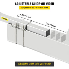 Bostome 22-inch boat trailer guide-ons with steel brackets and white PVC tube covers.