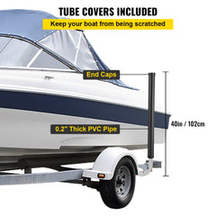 Bostome 40" boat trailer guide-ons made of rustproof galvanized steel with PVC covers.