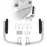 Adjustable 20.5-inch steel marine trailer guide poles with U-bolts and rollers.