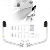 Adjustable 27.6-inch bunk guide-ons for marine trailers with steel arms, padding, and mounting hardware.