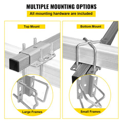 Steel boat trailer guide-ons with carpet-padded bunk boards for hull protection.