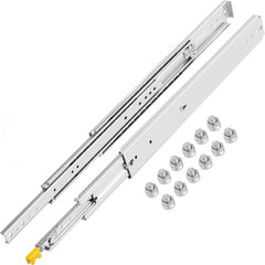Bostome 22" heavy duty locking drawer slides with yellow handle and cold-rolled steel construction.
