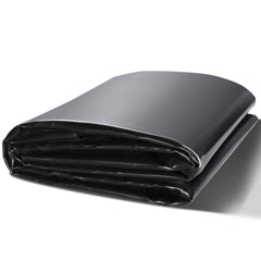 Black EPDM pond liner, 10x15 ft, 45 mil thick, designed for fish ponds and easy installation.