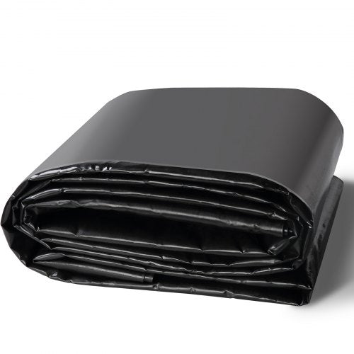 Black 10x13 ft pond liner made of 20 Mil LLDPE, suitable for fish and water gardens.