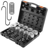 27-piece steel bushing bearing removal and installation tool kit with carrying case.