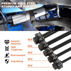 27-piece steel bushing bearing removal and installation tool kit with carrying case.