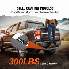 Universal steel rear bumper guard with anti-slip step surface and 2" receiver compatibility.